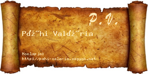 Páhi Valéria névjegykártya