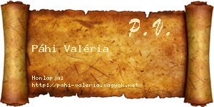 Páhi Valéria névjegykártya